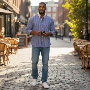 Chaps Classics Striped Shirt XL Blue White